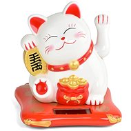 Oriental Lucky Cat - white, waving, solar 9 × 10 x 10,5 cm - Decoration
