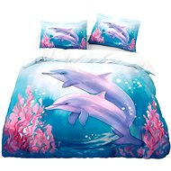 Excellent 3-piece bedding set 135 × 200 cm - Dolphins with corals - Children's Bedding