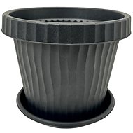 BAMA Flowerpot with bowl ONDA, black, 25 and 20 cm, set - Flower Pot