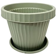 BAMA Flowerpot with bowl ONDA, green, 25 and 20 cm, set - Flower Pot