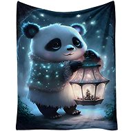 Excellent Micro plush warm blanket blue 150 × 200 cm - Panda with lantern - Blanket