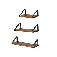 VASAGLE Wall set of 3 shelves with black frame, brown - Shelf