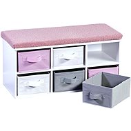 KESPER Bench with storage boxes for toys pink, white 68 × 30 × 31 cm - Storage Box
