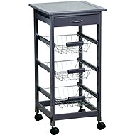 KESPER Mobile kitchen shelf with glass work surface 36 × 36 × 77 cm, grey - Shelving Unit