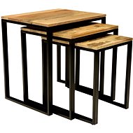 LAKŠMI Gita folding tables set of 3 solid mango wood - Mango Natural - Side Table