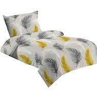 Jahu Microfiber bedding 140 × 200 + 70 × 90 cm - Yellow and grey feathers - Bed Linen