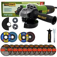 Procraft Angle grinder 125mm PW1050 + 10× cutting disc, 2× flap disc - Angle Grinder 