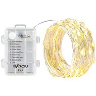 Battery operated Christmas micro chain 5 m 50 LED, 8 programs, timer, warm white - Light Chain