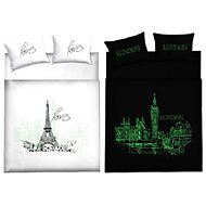 Kaptan Set cotton bed linen Day in Paris, Night in London 2 pcs - Bed Linen