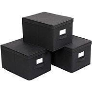 Houseland 3 storage boxes with lid Trox black - Storage Box