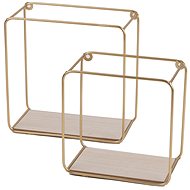 DOCHTMANN Set of 2 wall shelves metal-wood, gold - Shelf