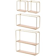 DOCHTMANN Set of 4 wall shelves metal-wood, gold - Shelf