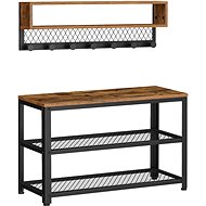 Houseland Hallway wall with bench and coat rack Vasagle Dender, brown/black - Hall Set