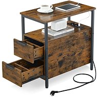 Houseland Storage table with charging station Vasagle Brill, brown-black - Side Table