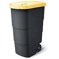 PROSPERPLAST Wheeler wheelie bin, anthracite with yellow lid 90 l - Bin