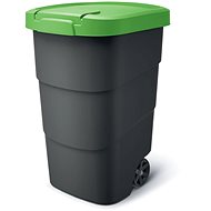 PROSPERPLAST Wheeler wheeled bin, anthracite with green lid 95l - Bin