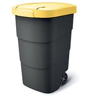 PROSPERPLAST Wheeler wheeled bin, anthracite with yellow lid 95l - Bin