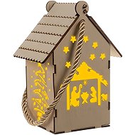 Ruhhy 22163 Christmas hanging wooden house with LED light - Christmas Decoration