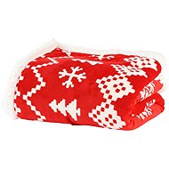 Ruhhy 26610 Blanket with Christmas motif 130 × 170 cm, red - Blanket