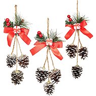 DOMMIO Hanging cones with bow 35 cm, 3 pcs - Christmas Decoration