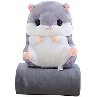 Kruzzel 25638 Soft plush hamster - pillow with blanket 3in1, grey - Set