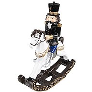 Clayre & Eef Decoration Nutcracker in black on rocking horse 18 cm - Christmas Decoration