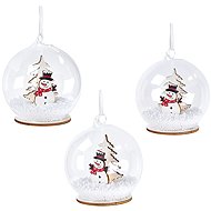 Dommio Transparent flask with snowman and LED light, diameter 8 cm, set of 3 - Christmas Ornaments