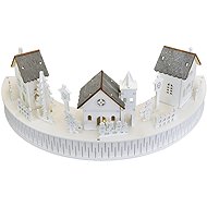 DOMMIO Wooden village with LED houses 14 × 40 cm - Christmas Decoration