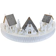 DOMMIO Wooden village 3 LED houses 14 × 40 cm - Christmas Decoration