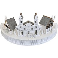 DOMMIO Wooden village with LED church 17 × 40 cm - Christmas Decoration