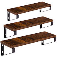 ModernHome ME-ATS21 Set of 3 wall shelves with metal brackets, dark wood - Shelf