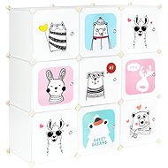 ModernHome Children's modular wardrobe, 9 shelves, 109 × 109 × 37 cm, animals - Cabinet