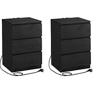 Songmics Vasagle Set of 2 Girgo bedside tables with drawer and USB ports, black - Night Stand
