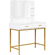 ModernHome FH-DT200067 Dressing table with mirror and LED lighting, white - Dressing Table