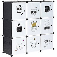 ModernHome PJJCBS0009-09D Children's storage cabinet with shelves 110 × 110 × 37 cm, black and white - Cabinet