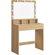 ModernHome Sonoma dressing table with LED lighting, mirror and drawers, oak - Dressing Table
