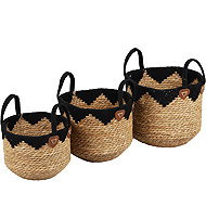 DOCHTMANN Set of rattan baskets with handles 3 pcs - Storage Basket