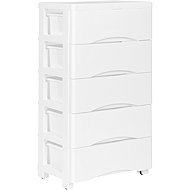 ModernHome PJJCBS0024-05B Storage shelf with 5 drawers on castors, 75 × 27 × 39 cm, white - Shelving Unit