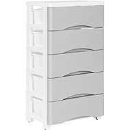 ModernHome PJJCBS0024-05A Storage shelf with 5 drawers on castors, 75 × 27 × 39 cm, grey - Shelving Unit