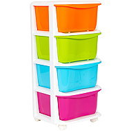 ModernHome PJJCBS0012-04B Storage shelf with 4 drawers on castors - Shelving Unit