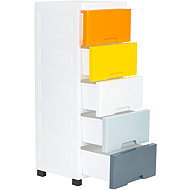 ModernHome PJJCBS0022-05B Drawer shelf on castors, 5 drawers, 84,5 × 32,5 × 31 cm - Shelving Unit