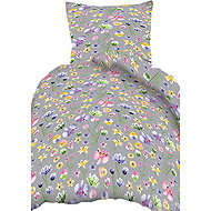 4sleep Crepe linen 140 × 200+70 × 90 cm - Painter's flowers on grey - Bed Linen