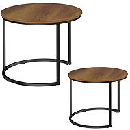 LEAN Toys 26597 Round coffee table set 2in1, natural wood/black - Coffee Table