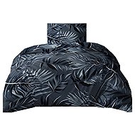 4sleep Cotton sateen bed linen Big leaves, 140 × 200 cm, 70 × 90 cm, grey - Bed Linen