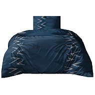 4sleep Cotton satin bed linen Zik zak, 140 × 200 cm, 70 × 90 cm, blue - Bed Linen