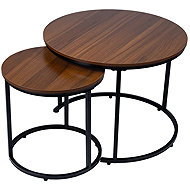 Bauerkraft G-819 Round coffee tables 2in1, loft/industrial, walnut - Coffee Table