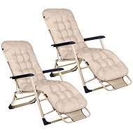 Sofotel 286404 Garden folding deckchair with cushion ChillWell, set of 2, beige - Garden Lounger