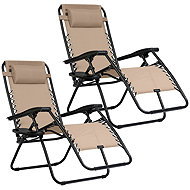 Sofotel 286303 Garden folding deckchair with cushion ChillWell, set of 2, beige - Garden Lounger