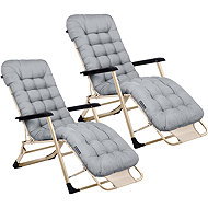 Sofotel 286402 Garden folding deckchair with cushion ChillWell, set of 2, light grey - Garden Lounger