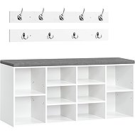 Vasagle Hallway coat rack with shoe rack and seat Jungo 104 cm, white-grey - Shoe Rack